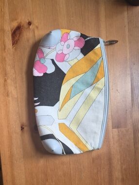 Emilio Pucci Floral Zip Pouch in Pink, Yellow, Black